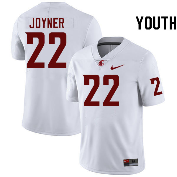Youth #22 Josh Joyner Washington State Cougars College Football Jerseys Stitched-White
